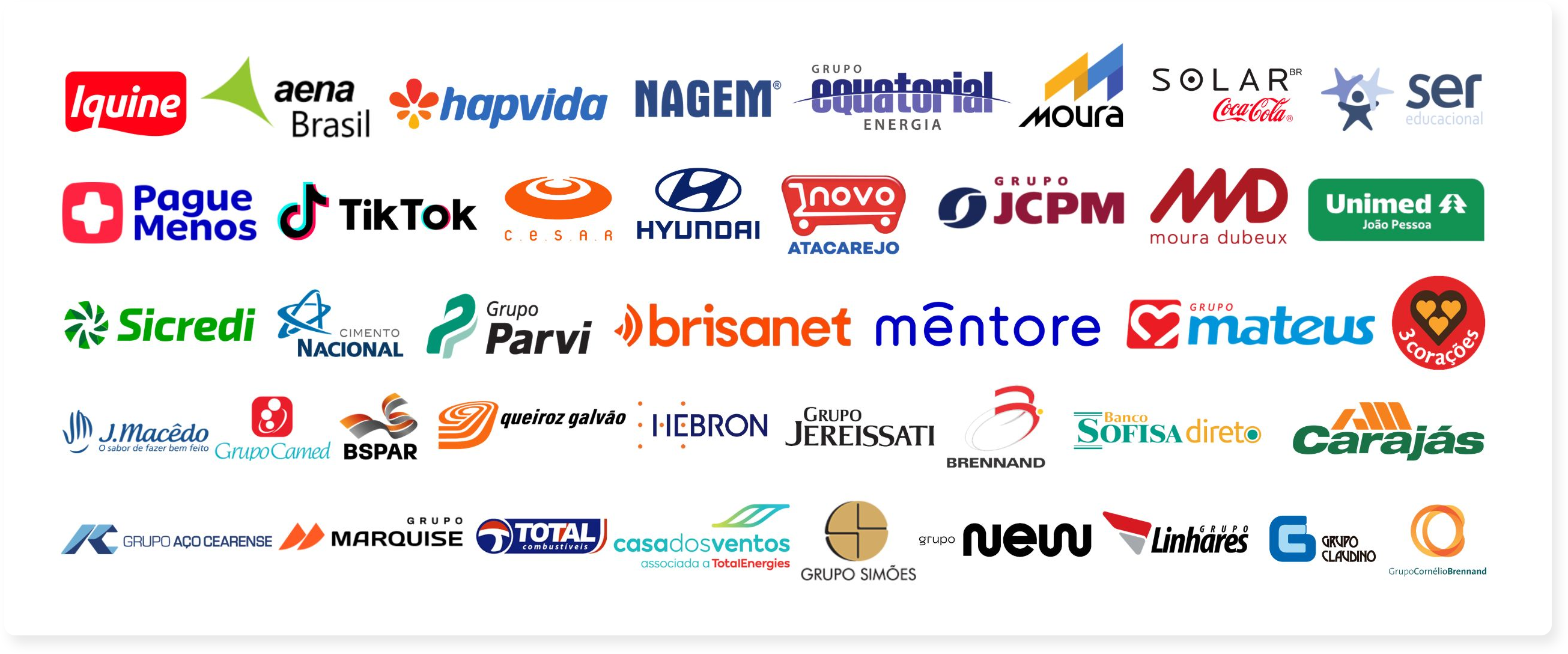 Empresas clientes da PontesTur: Iquine, Equatorial Energia, Hapvida, Sicredi, Grupo Marquise, Nagem, Carajás, Grupo Aço Cearense, PagueMenos, Casa dos Ventos, Moura, Grupo Claudino, Banco Sofisa, Brisanet, Excelsior Seguros, Brennand, Solar Coca-Cola, Grupo Simões, Total Combustíveis, Moura Dubeux, 3 Corações, Grupo Cornélio Brennand, Cimento Nacional, Mentore Bank, Hebron, Grupo JCPM, Grupo Parvi, Ser Educacional, Privalia, Grupo Mateus, Grupo Jereissati, TikTok, Grupo Linhares, Grupo New, Aena, J.Macêdo, Hyundai, Novo Atacarejo, Queiroz Galvão, Grupo Bringel, Selfit